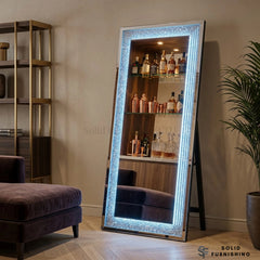 LED Crushed Diamond Standing Mirror – Full Length Floor Mirror 55 x 160cm