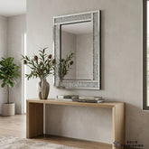 Large Crushed Diamond Wall Mirror – Silver Rectangular Decorative Mirror UK