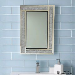 Large Crushed Diamond Wall Mirror – Silver Rectangular Decorative Mirror UK