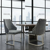 Lasco Grey Velvet Dining Chairs with Chrome Legs – Set of 2