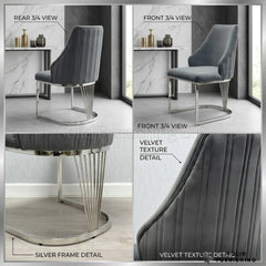 Lasco Grey Velvet Dining Chairs with Chrome Legs – Set of 2