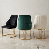 Lasco Plush Velvet Dining Chairs – Black, Cream or Green With Gold Legs (Set of 2)