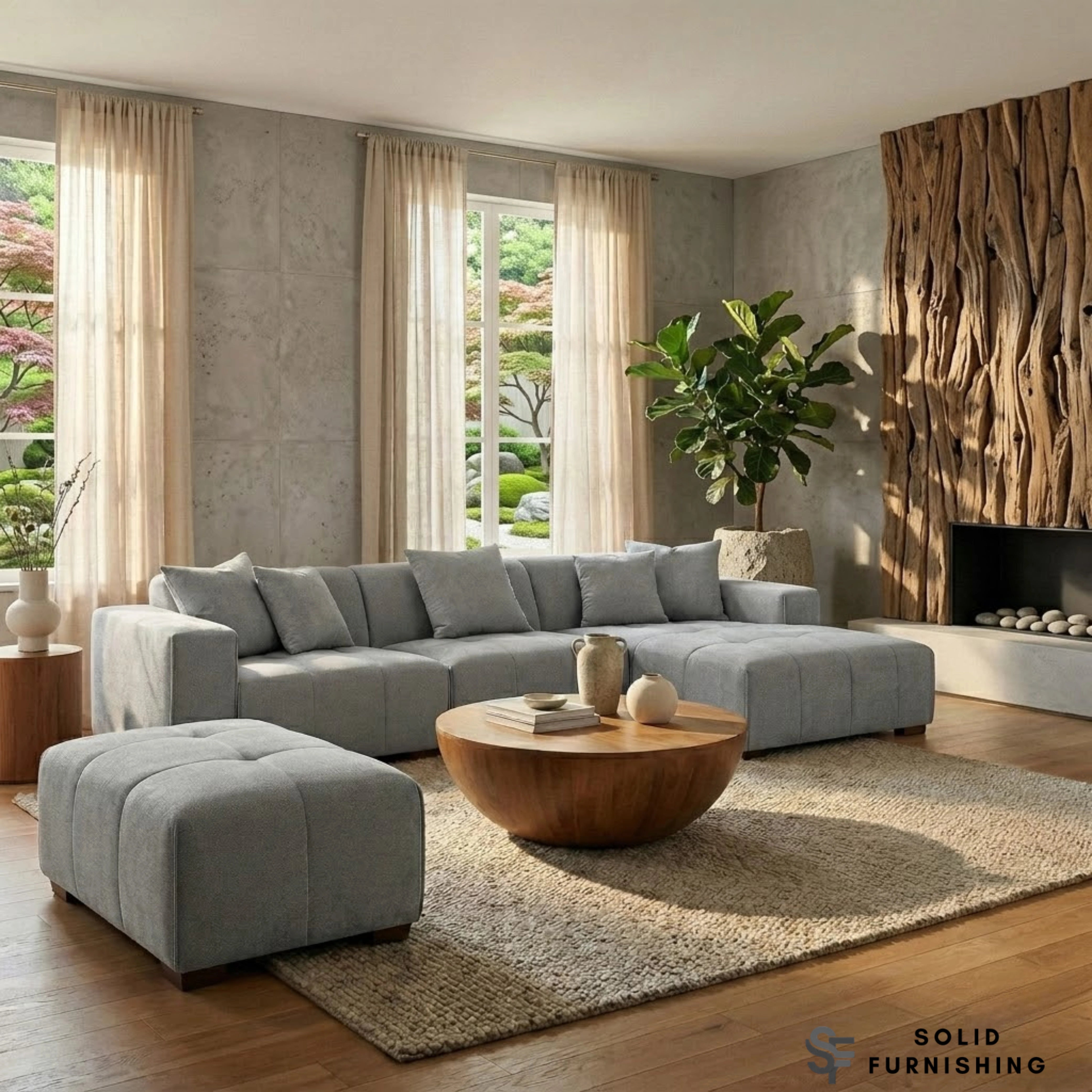Leonard Right Hand & Left Hand Facing Corner Sofa – Cloudy Grey Bouclé Modular Sofa