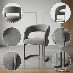 Lina Grey Bouclé Fabric Dining Chairs – Grey Metal Base (Set of 2)
