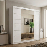 Lisbon White Mirrored Sliding Wardrobe – Bright Bedroom Storage Wardrobe