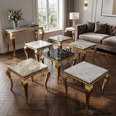 Louis Gold Lamp Table – Marble & Ceramic Side Table