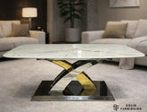 Lucy Cream Marble Coffee Table – Silver & Gold Cross Base Centre Table