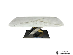 Lucy Cream Marble Coffee Table – Silver & Gold Cross Base Centre Table