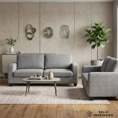 Lucy Grey Fabric Sofa Set – Compact 3 & 2 Seater Sofas UK | Soft Fabric Modern Design