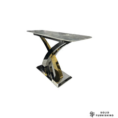 Lucy Silver & Gold Console Table – Luxury Marble Hallway Cross Frame Table UK