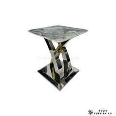Lucy Silver & Gold Side Table – Cream or Grey Marble Lamp Table