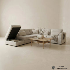 Madison 4+1 Seater Modular Sofa – Light Grey Chenille with Storage Footstool