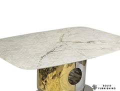 Madrid Marble Coffee Table – Cream/Grey Top | Luxury Silver & Gold Centre Table