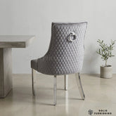 Majestic Grey Velvet Ring Knocker Dining Chairs – Silver Legs (Set of 2)