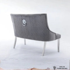 Majestic High Back Velvet Dining Bench – Chrome Leg Knocker Back Bench in Grey, Black or Mink