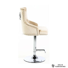 Majestic Mink Fabric Adjustable Bar Stool – Chrome Lion Knocker Kitchen Island Chair