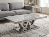 Majestic Real Marble Coffee Table in Grey – Luxury Living Room Table