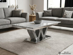 Majestic Real Marble Coffee Table in Grey – Luxury Living Room Table