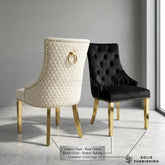 Majestic Velvet Ring Knocker Dining Chairs – Black or Mink With Gold Legs (Set of 2)