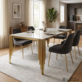 Mayfair Gold Dining Table – 180cm Marble & Ceramic Top with Art Deco Legs