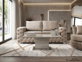 Milan Cappuccino Glass Coffee Table – Warm Neutral Stainless Steel Centre Table