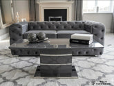 Milan Grey Glass Coffee Table – Contemporary Stainless Steel Centre Table