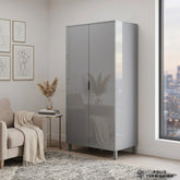 Milan Grey High Gloss 2 Door Wardrobe – Modern Bedroom Storage Wardrobe