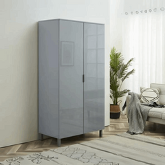 Milan Grey High Gloss 2 Door Wardrobe – Modern Bedroom Storage Wardrobe