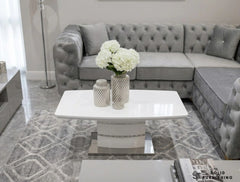 Milan White Glass Coffee Table – Bright Modern Stainless Steel Centre Table
