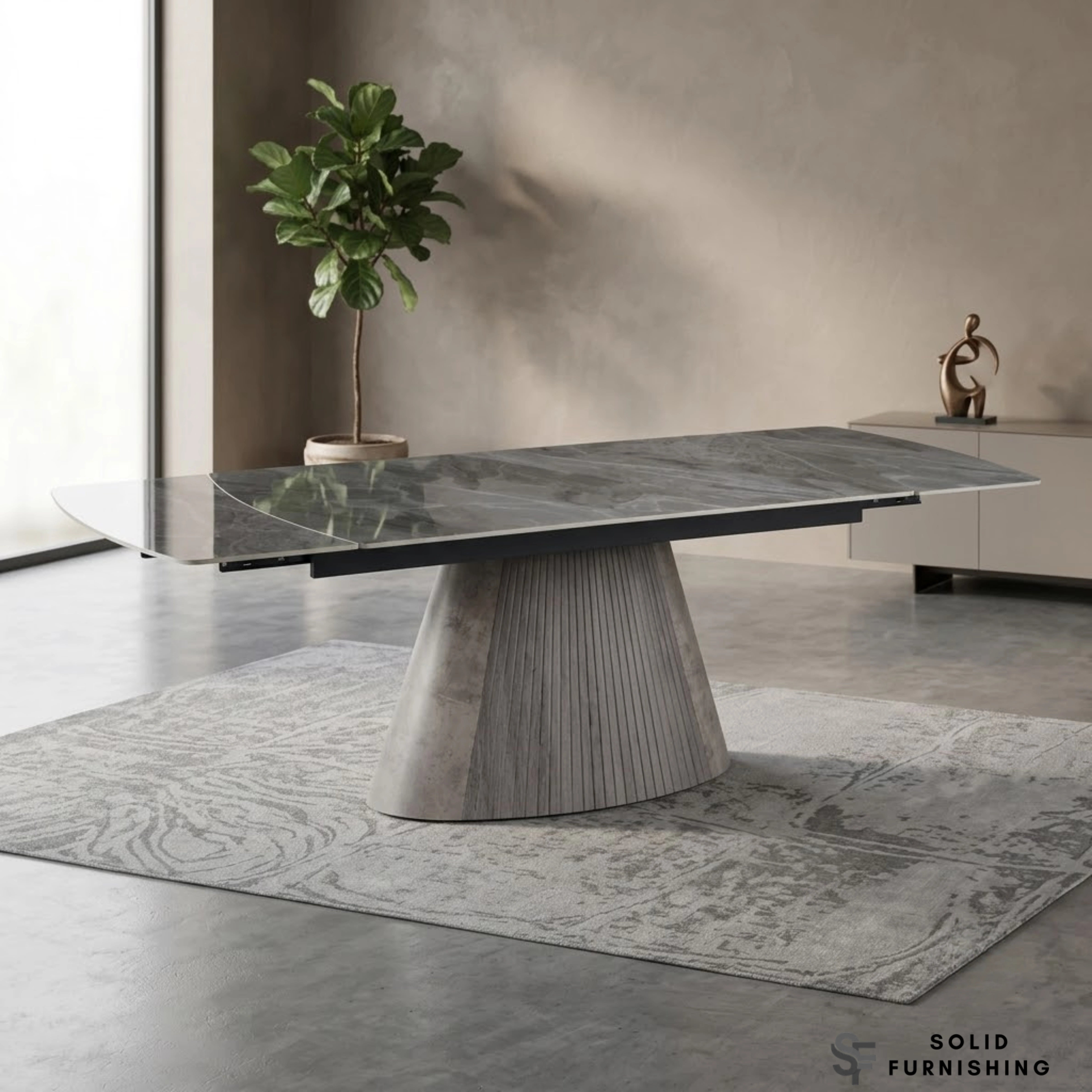 Monaco Grey Sintered Stone Extendable Dining Table – 160cm to 240cm Luxury Dining Table