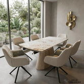 Monaco Pandora Beige Extendable Dining Table Set with Florence 360° Swivel Chairs