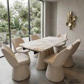 Monaco Pandora Beige Extendable Dining Table Set with Maryland 360° Swivel Chairs – Sintered Stone Table