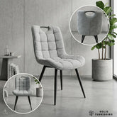 Monza Grey Fabric Dining Chairs – Quilted Upholstered Chairs (Set of 4)