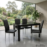 Morano 4 Seater Black Glass Dining Table Set with California PU Chairs – Affordable Modern Dining Set