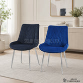 Mortiz Velvet Dining Chairs – Navy or Black with Chrome Legs (Set of 2)