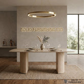 Olympia 160cm Beige Ceramic Dining Table – Fluted Pedestal Modern Dining Table