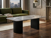 Olympia Grey Ceramic Coffee Table – Polished Sintered Stone Ribbed Base Table