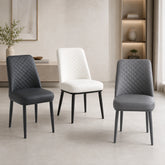 Oxford PU Leather Dining Chairs – White, Black or Grey (Set of 4)