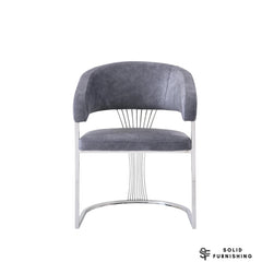 Porado Grey & Silver Leathaire Dining Chairs – Curved Back Dining Chairs (Set of 2)