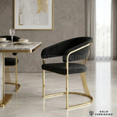 Porado Leathaire Dining Chairs – Black or Cream with Gold Frame (Set of 2)