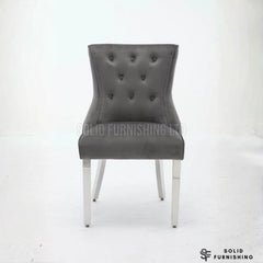 Portland Velvet Dining Chairs – Grey or Mink with Chrome Legs (Set of 2)