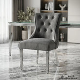 Portland Velvet Dining Chairs – Grey or Mink with Chrome Legs (Set of 2)