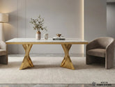 Ravello Cream & Gold Marble Coffee Table – Luxury Natural Marble Centre Table