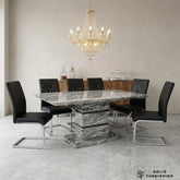 Roseberry 160cm Grey Marble Effect Dining Table – Modern 4–6 Seater Pedestal Table