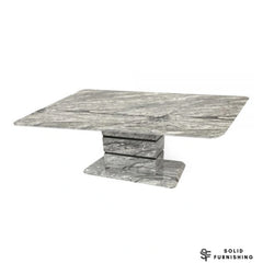 Roseberry 160cm Grey Marble Effect Dining Table – Modern 4–6 Seater Pedestal Table