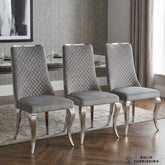 Roxby Grey & Chrome Dining Chairs – Quilted Fabric Dining Chairs (Set of 2)