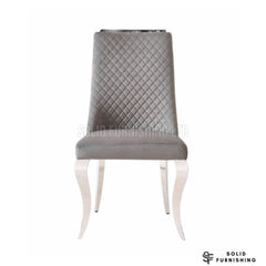 Roxby Grey & Chrome Dining Chairs – Quilted Fabric Dining Chairs (Set of 2)