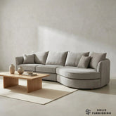 Rubin Right Hand Facing (RHF) Bouclé Corner Sofa – Pebble Grey / Charcoal Grey
