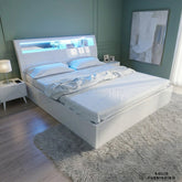 Rugby High Gloss Ottoman Storage Bed with LED Lights – Double & King Size