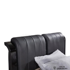 Rugby High Gloss Ottoman Storage Bed with Leather Headboard – Double & King Size